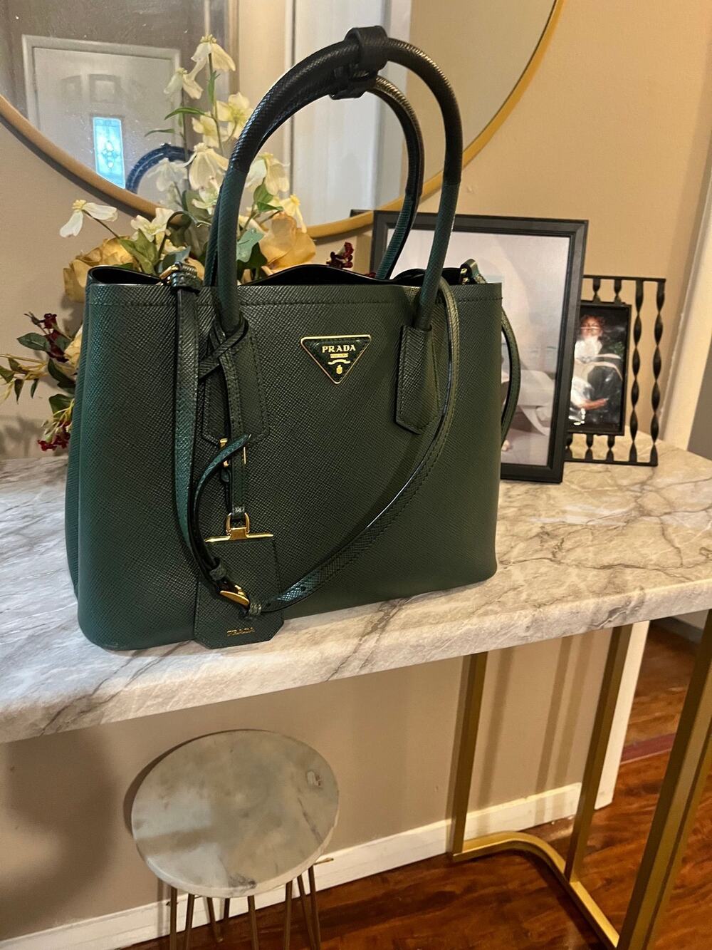 Prada medium galleria two way bag in safiano leather